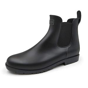 Amoji Black Waterproof Chelsea Rain Boots 919