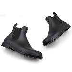 Amoji Black Waterproof Chelsea Rain Boots 919