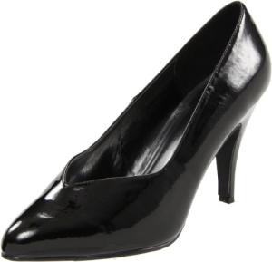 Ellie Shoes Women's Black Patent Pumps, X-Wide