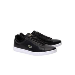 Lacoste Black/Gold Women's Leather Sneakers, Size 9