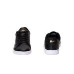 Lacoste Black/Gold Women's Leather Sneakers, Size 9