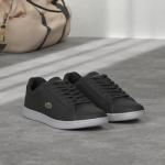 Lacoste Black/Gold Women's Leather Sneakers, Size 9