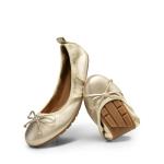 Gold Bowknot Foldable Ballet Flats for Women