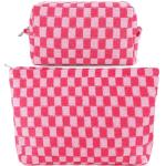 Checkered Makeup Bag Set for Travel & Purse
