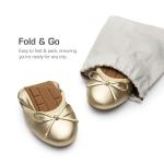Gold Bowknot Foldable Ballet Flats for Women