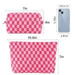Checkered Makeup Bag Set for Travel & Purse