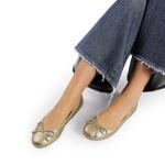 Gold Bowknot Foldable Ballet Flats for Women