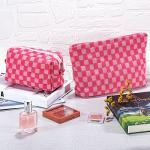 Checkered Makeup Bag Set for Travel & Purse