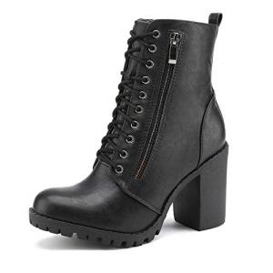 DREAM PAIRS Women's Chunky Heel Combat Boots