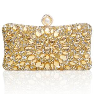 Sparkly Gold Rhinestone Evening Clutch Purse