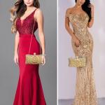 Sparkly Gold Rhinestone Evening Clutch Purse