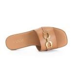 Rihero Women's Dressy Flat Slide Sandals - Camel