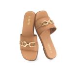 Rihero Women's Dressy Flat Slide Sandals - Camel