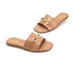 Rihero Women's Dressy Flat Slide Sandals - Camel