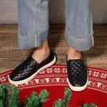 Stylish Black Quilted Loafers with Memory Foam