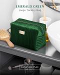 Emerald Green Plush Velvet Makeup Bag for Travel