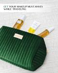 Emerald Green Plush Velvet Makeup Bag for Travel