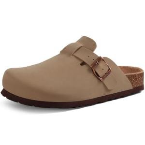 KIDMI Taupe Vegan Suede Clogs with Arch Support
