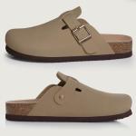 KIDMI Taupe Vegan Suede Clogs with Arch Support