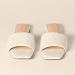 Chic Cream Faux Crocodile Slide Sandals