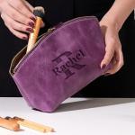 Custom Leather Makeup Bag with Engraved Initials