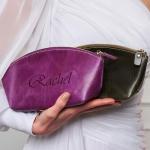 Custom Leather Makeup Bag with Engraved Initials