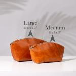 Custom Leather Makeup Bag with Engraved Initials