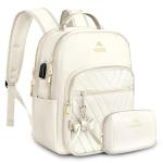Stylish Beige Mini Backpack with USB Charging Port