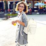 Stylish Beige Mini Backpack with USB Charging Port
