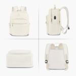 Stylish Beige Mini Backpack with USB Charging Port