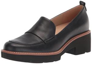 Naturalizer Women's Black Leather Heeled Loafers