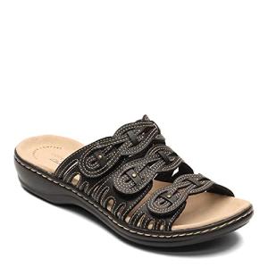 Clarks Leisa Faye Black Leather Sandals for Women