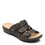 Clarks Leisa Faye Black Leather Sandals for Women
