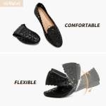 Floral Ballet Flats for Women in Black Beige