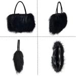 Luxury Black Lamb Fur Handbag with Leather Handles