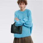 Chic Dark Green Woven Tote with Coin Purse