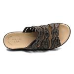 Clarks Leisa Faye Black Leather Sandals for Women