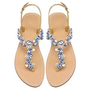 AIJIVOU Rhinestone Flat Sandals for Summer Fun