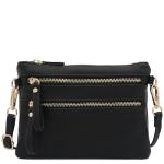 Chic Black Multi-Zipper Wristlet Crossbody Bag