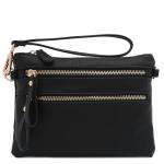 Chic Black Multi-Zipper Wristlet Crossbody Bag