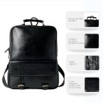 Elegant Black Leather Backpack for Work and Travel