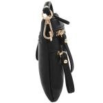 Chic Black Multi-Zipper Wristlet Crossbody Bag