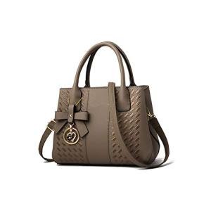 Chic Khaki PU Leather Satchel Shoulder Bag
