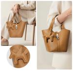 Kadynow Vegan Leather Bucket Tote Bag - Yellow Brown