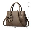 Chic Khaki PU Leather Satchel Shoulder Bag