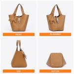 Kadynow Vegan Leather Bucket Tote Bag - Yellow Brown