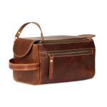 KomalC Buffalo Leather Unisex Travel Toiletry Bag