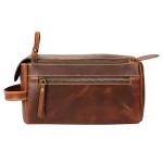 KomalC Buffalo Leather Unisex Travel Toiletry Bag