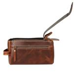 KomalC Buffalo Leather Unisex Travel Toiletry Bag