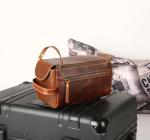 KomalC Buffalo Leather Unisex Travel Toiletry Bag